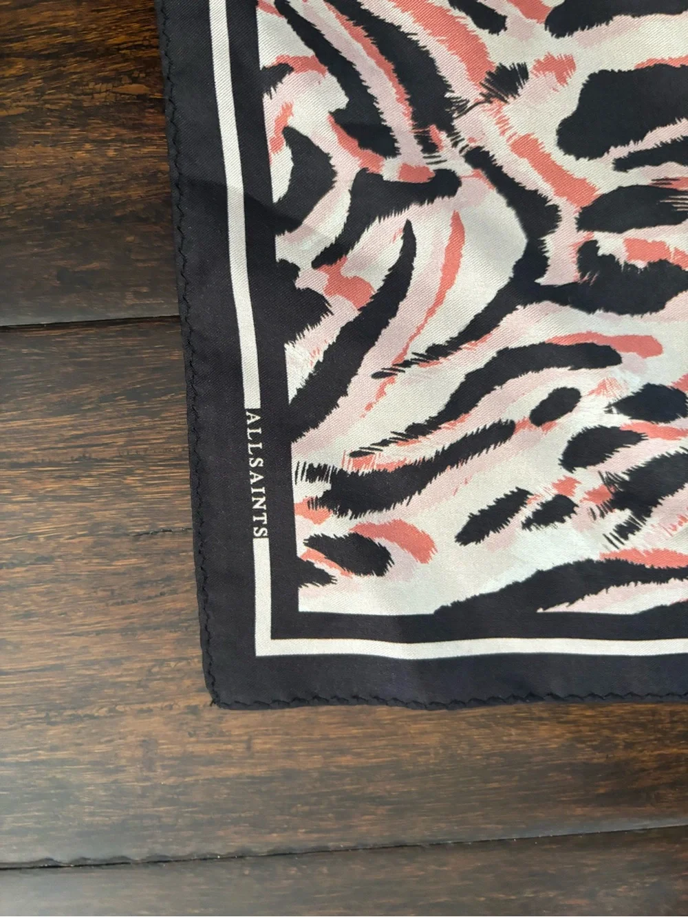 All Saints Silk Scarf Square Zebra Print Size 20